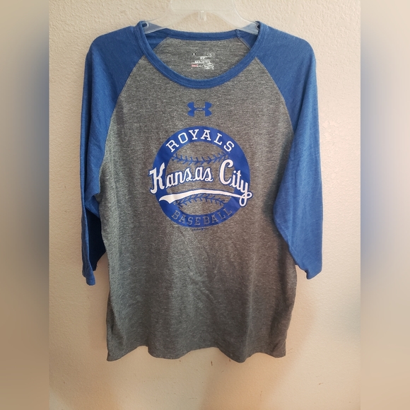 Under Armour Other - Under Armour Men's Kansas City Royals Gray and Royal Blue Raglan Long Sleeve Tee